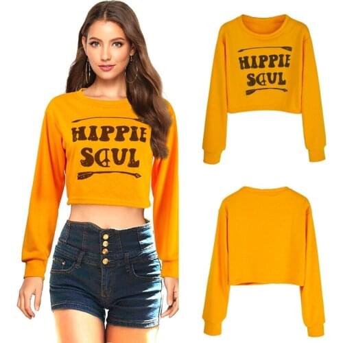 Kili Women Short Hoodies Letter Printed Hooded Short Hoodies Exposed Navel Long Sleeve Sweatshirts Slim Sexy Tops
