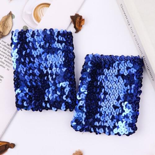 Women Ladies Shiny Sequins Stretchy Oversleeve Sparkle Performance Cosplay Costume Cuffs dance cosutmes party props