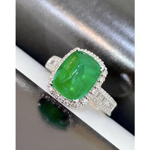 LR713 Emerald Ring 3.88ct Pure 18K Gold Jewelry Colombia Vivid Green Emerald Gemstone Diamond Female Rings for women Fine Ring