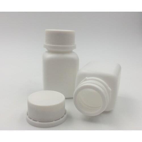 100PCS/LOT 30ml 30cc plastic square HDPE white pills bottle medical container with tamper proof cap for medical packaging