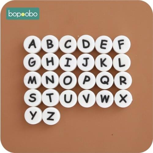20PC Silicone Beads Baby Teething For Rattles Silicone Letter Pearl Teether Beads Alphabet Silicone Teether BPA Free Chew Toys