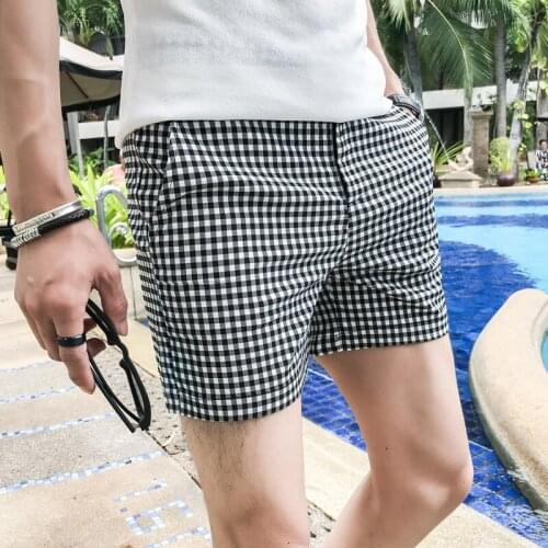 2021 Summer Casual plaid Mens Shorts Mens Beach Shorts Cotton Slim Fit Male Shorts Homm Brand Clothing Short Masculino S-3XL