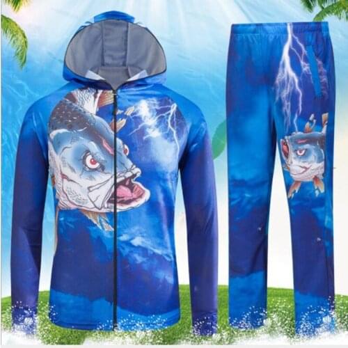 2020 Mens Outdoor sports fishing clothes sets breathable quick dry Anti UV 40+ Anti mosquito women fishing Shirts Fishing pants
