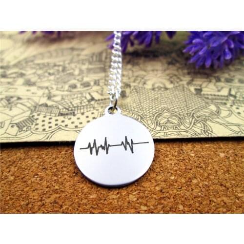 3pcs/lot Fashion stainless steel necklace "ECG" Charms Pendant necklace Jewelry Gift more style for choosing