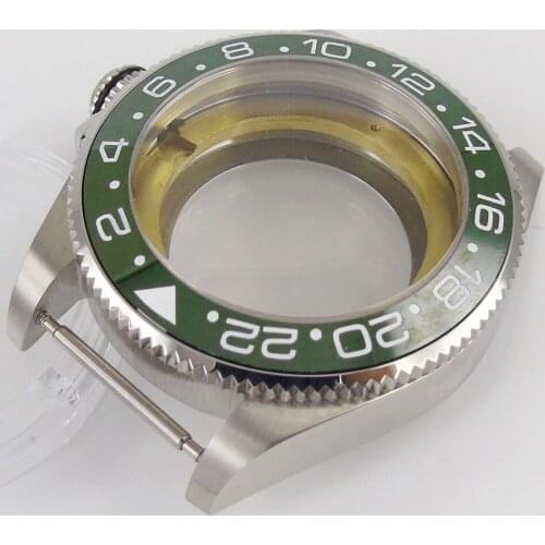 43mm sapphire glass green ceramic Watch Case fit 8215 2836 movement