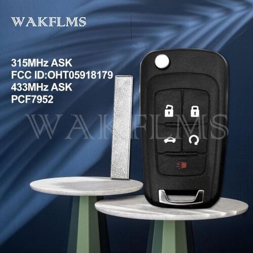 5btns Flip Remote Car Key 315Mhz 433MHz For Chevrolet Cruze Impala Malibu SS 2011-2017 PCF7952 chip OHT05918179 Smart System