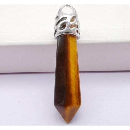 8x38MM Tigereye Stone GEM Pillar Pendant Jewelry For Gift S216