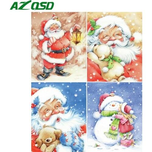 AZQSD Diamond Embroidery Santa Claus Cross Stitch Kits Needlework Diamond Painting Full Square Drill Mosaic Home Decoration