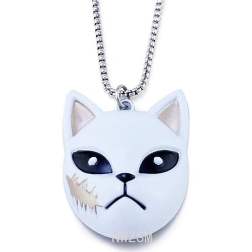 Anime Demon Slayer Kochou Shinobu fox mask necklace Kamado Tanjirou butterfly endurn key ring creative hanging ornament