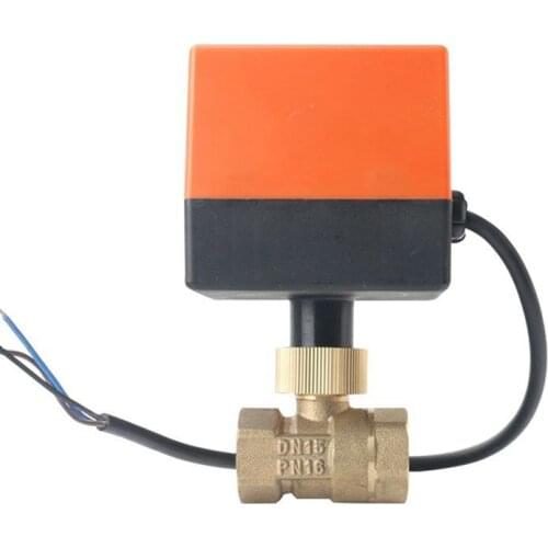 Ball Valve AC 220V Brass Electric Motorized Ball Valve 2 Way 3-Wire 1.6Mpa Thread DN15 -DN50