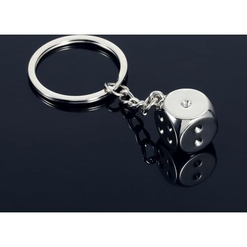 50pcs Aquare Dice Keychain Fashion Gamble Boson Key Chains Cool Man Bag Pendants Charm Female Car Accessory Jewelry