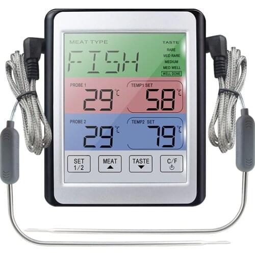 Digital Oven Thermometer Meat Kitchen BBQ Cooking Food Temperature Tester Timer Functionfor with Stainless Steel Probe