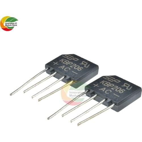 Ziqqucu 5PCS/Lot Bridge Rectifier Diode KBP206 SIP-4 2A 600V Single Phase Bridge Rectifier Original Integrated Circuit