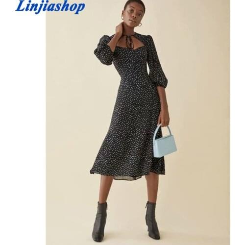 Elegant bohemian black print long summer dresses slash neck ruffles butterfly sleeve asymmetrical high waist reversible dress