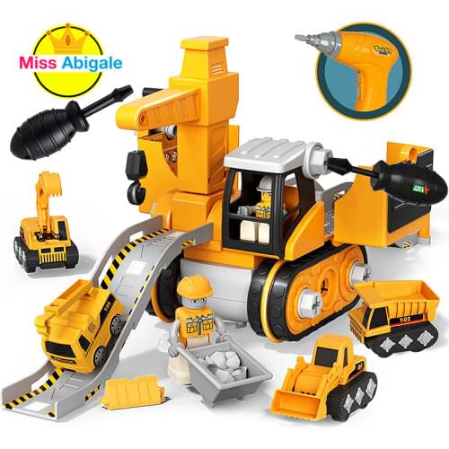 Electric Nut Disassembly Loading Unloading 4 In1Deformed Engineering Truck Excavator Children Screw Boy Creative Education Toys