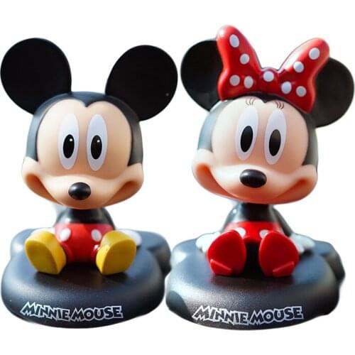 Disney Mickey Mouse Minnie Cartoon Figure Doll Toys Fashion Disney Mickey Minnie Cartoon Shake Head Model Doll Car Deco Kids Toy