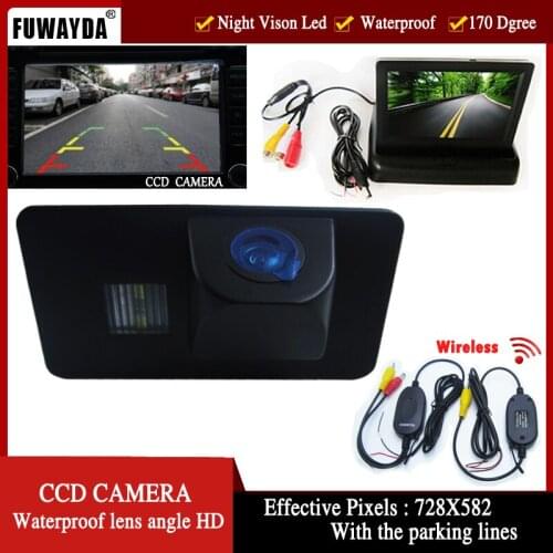 FUWAYDA Wireless CCD Car RearView Camera for BMW E81 E87 E90 E91 E92 E60 E61 E62 E63 E64 X5 X6 with 4.3Inch foldable LCD Monitor