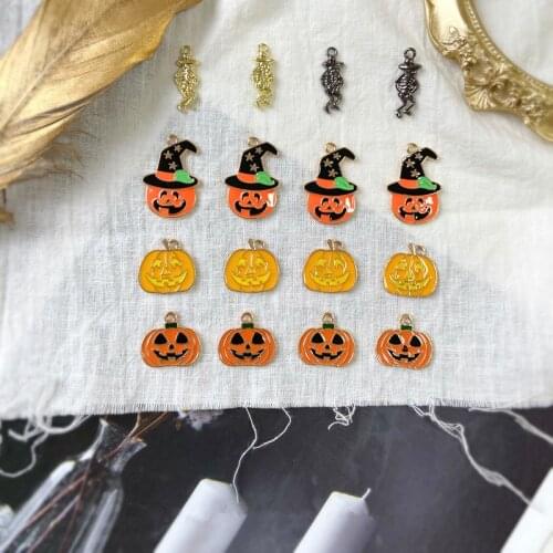 Halloween style 50pcs/lot allou drop oil Cartoon Ghost Bat Pumpkin charms diy jewelry earring/garment/hair accessory