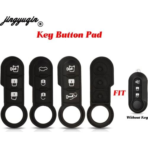 Jingyuqin For Fiat 500 Panda Abarth Punto Remote Car Key Case Case Rubber Button Pad Fob 3 Buttons Replacement