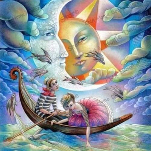 Moon Sun Landscape Drill Resin 5D Diy Embroidery Diamond Painting 3D Cross Stitch Kit Needlework sticker for room decoration