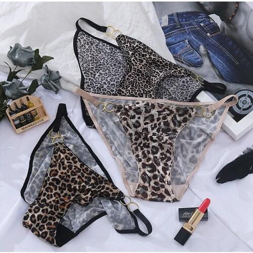 Fashion Leopard Panties Women G Strings Comfort Ice Silk Breathable Briefs Lingerie Low Waist Seamless Intimates Underwear Femme