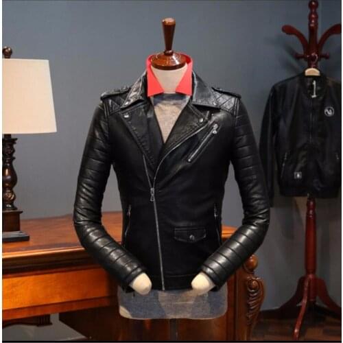 M-3xl Hot New Retro Winter Mens British Youth Band Oblique Zipper Short Coat Motorcycle Leather Jacket Outerwear Brand-clothing