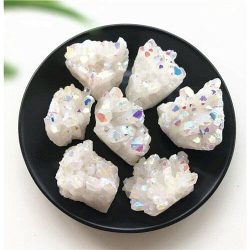 1pc Rare Titanium Beautiful White Flame Aura Quartz Crystal Cluster Specimen Natural Stones and Minerals