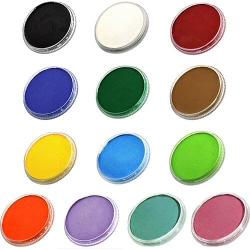 13 Colors Matte Face Body Paint Pigment with Painting Brush for Kids Adults Festival Party Cosplay Face Color Makeup Pigment 30g
