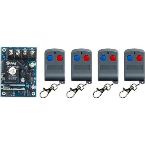 Latest DC12V 24V 36V 48V 10A 1CH RF Remote Control Switch System 4X Transmitter + 1 X Receiver 1ch relay smart home z-wave