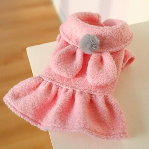 Christmas Winter Pet Clothes Dog Cat Plush Warm Dresses For Small Medium Teddy Poodle Chihuahua Skirt Coat