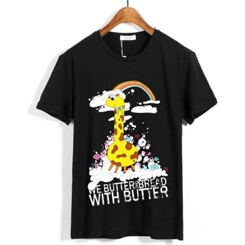 8 designs Cute rainbow giraffe We Butter The Bread With Butter Rock Brand men women clothing shirt fitness Hardrock hip hop