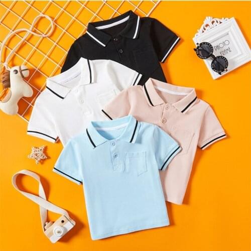 Summer Children Baby Polo Shirt Gentleman Lapel Blouse Solid Color Short-sleeved Casual Top Kid Clothing For Boy 2-7Y