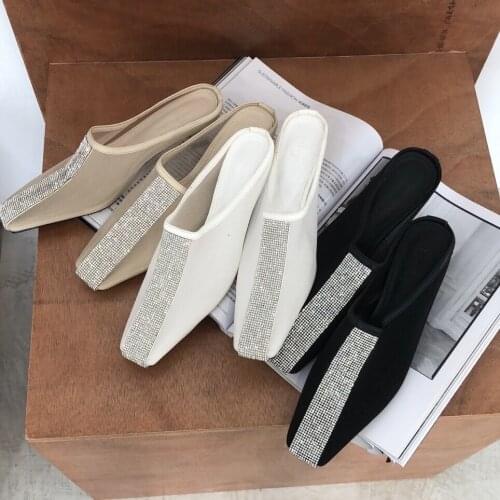 2020 Korean-Style Shallow Mouth Square Mesh Lace Water Brick All-match Fashion Small Heel Slipper Summer Sexy Roman Slippers