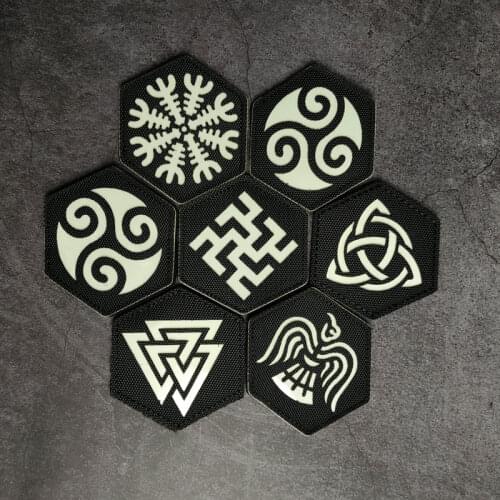 Nordic Viking Compass Rune Logo Luminous Patch Snowflake Bird Tactical Stripe Armband Graphic Badge For Clothes Bag Decoration