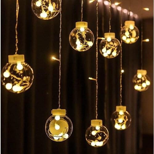 Bedroom New Year Tree Wedding Party Decor Luminous Glass Ball Lantern Light Hanging String Lamp Garden Wedding Decor