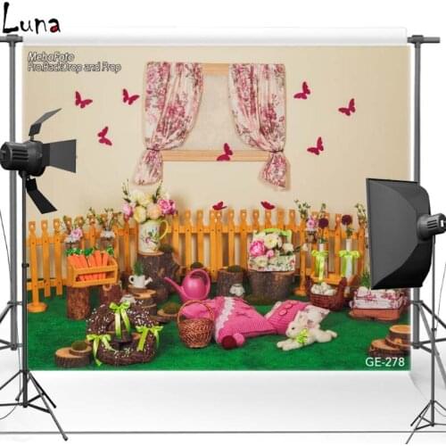 Happy Easter Vinyl Photography Background For Baby Flower Eggs Oxford Backdrop For Children photo studio Props 278
