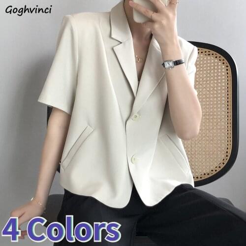 Blazer Women Classic Office Lady Plus Size S-4XL Short Sleeve Simple Leisure All-match Japan Style Elegant Student Fashion Mujer