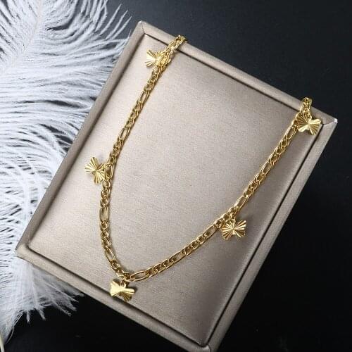 ZMFashion Multilayer Butterfly Necklaces Women Men Geometric Tassel Clavicle Chain Necklace Stainless Steel Aesthetic Choker