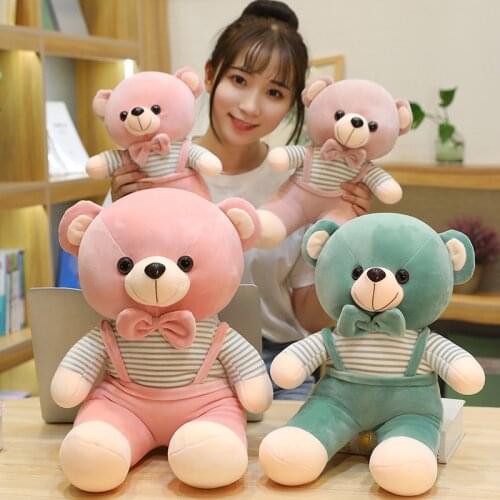 Low Price 1pc 30cm Green&Pink Teddy Bear Stuffed Plush Toys Cute Dress Dolls Birthday Gifts For Kids Wedding Party Decor