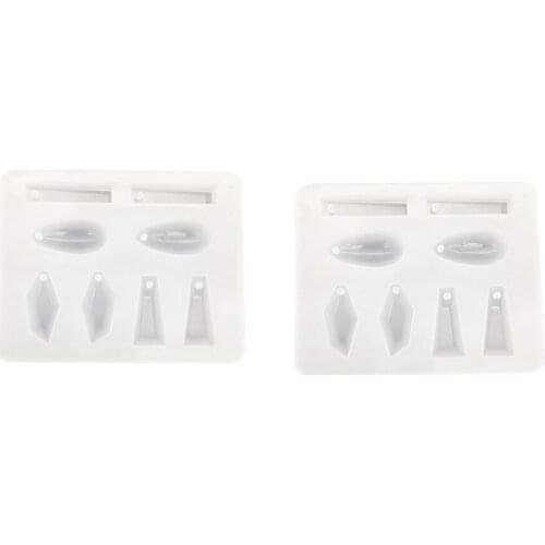 2 Pack Geometric Shapes Silicone Mould Mold With Hole For DIY Crystal Resin Necklace Jewelry Pendant Earring Making Tool