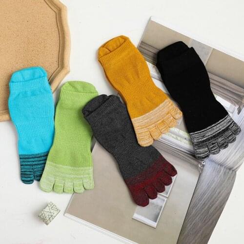 5 Pairs Toe Socks Cotton Male Ankle Striped Socks Casual Breathable and Comfortable 5 Finger Socls