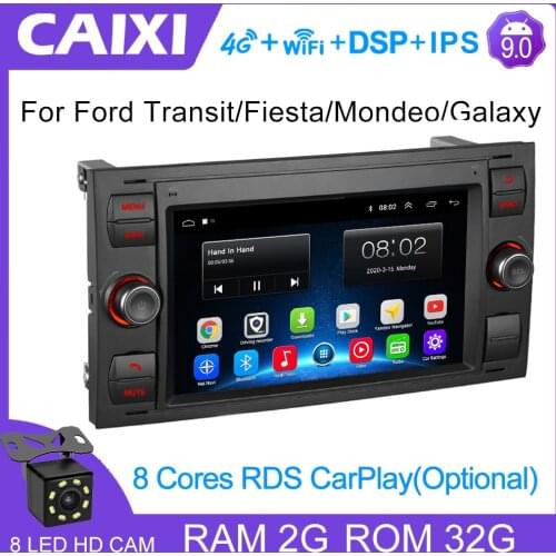 CAIXI 2 Din Android 9.0 Autoradio RDS Car Radio Multimedia Video Player For Ford Focus 2 Mondeo S C Max Kuga Fiesta Fusion