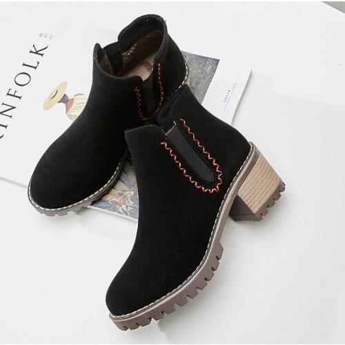Big Size 9 10 12 boots women shoes ankle boots for women ladies boots shoes woman winter Solid color round head elastic band