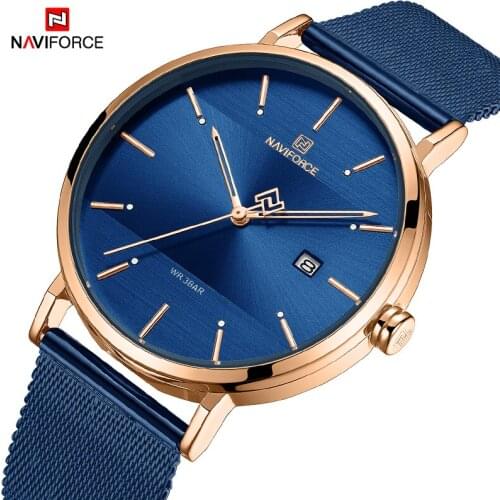 NAVIFORCE Women Watches Top Brand Luxury Stainless Steel Strap Wristwatch for Women Blue Color Clock Quartz Ladies Watch 2021