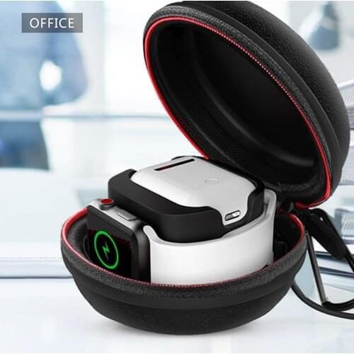 For Apple Watch Series 5 4 3 2 1 Portable Charger Holder Dock Case Travel Hard Protective Airpods Bag Pouch Cover Zipper Box