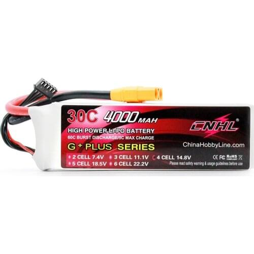 CNHL Lipo Battery 4000mAh 14.8V 4S 30C RC Battery for Airplane Helicopter Jet Edf With XT90 Plug