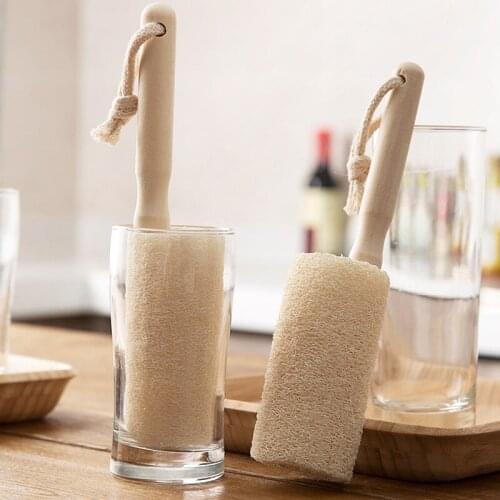 Wooden Kitchen Towel Gourd Cup Brush Cleaning Brush Cups Household Cleaning Cup Ceramic Glass Cleaning Brush Brush Cleaner