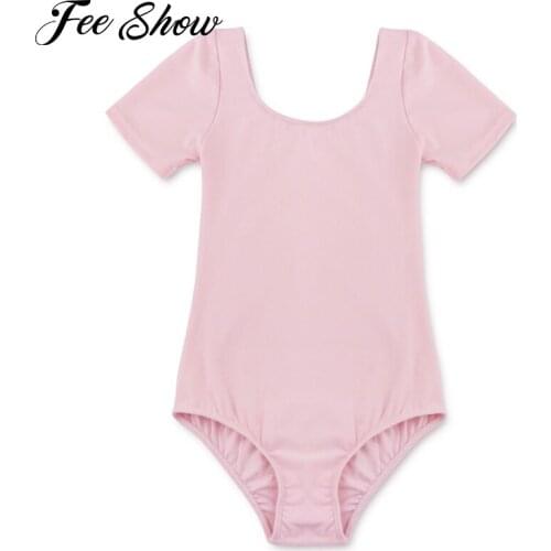 Kids Toddler Ballet Dancing Jumpsuits Short Sleeves Stretchy Gym Jumpsuit Ballet Dancer Leotards for Girls Gymnastics Dancewear