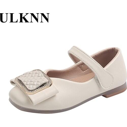 Childrens Leather Shoes Girls' 2021 Autumn Shallow Princess Shoes Soft Sole Peas Single Shoes Little Girl Kids Square Buckle