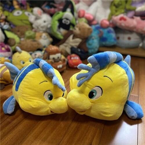 Original Disney Series Little Mermaid Movie Flounder Plush Toy Kawaii Fish Soft Stuffed Doll Kids Gift 35cm